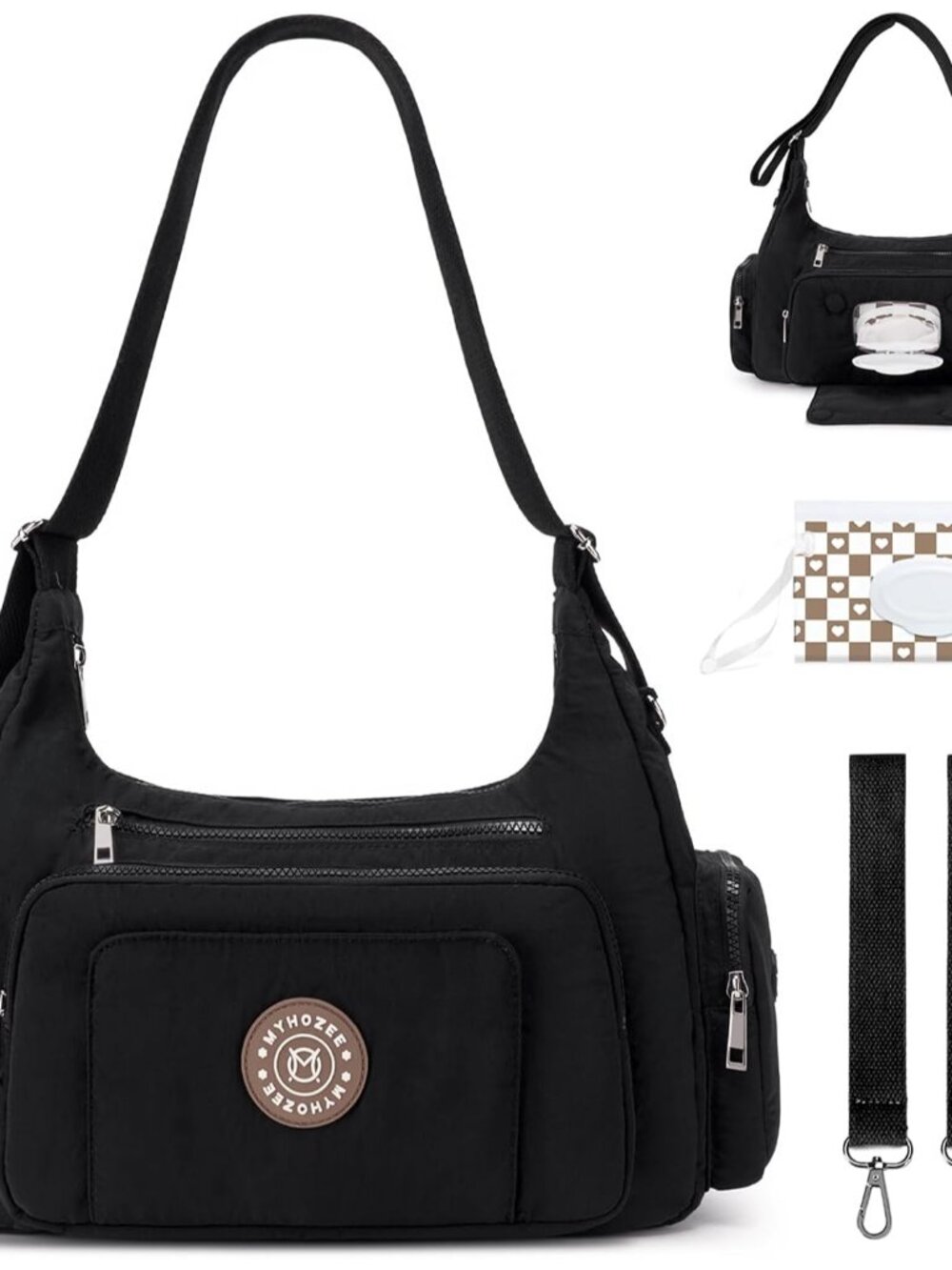 Puffer Crossbody Diaper Bag for Mom - Lightweight Nylon Mom Bag Baby Purse with